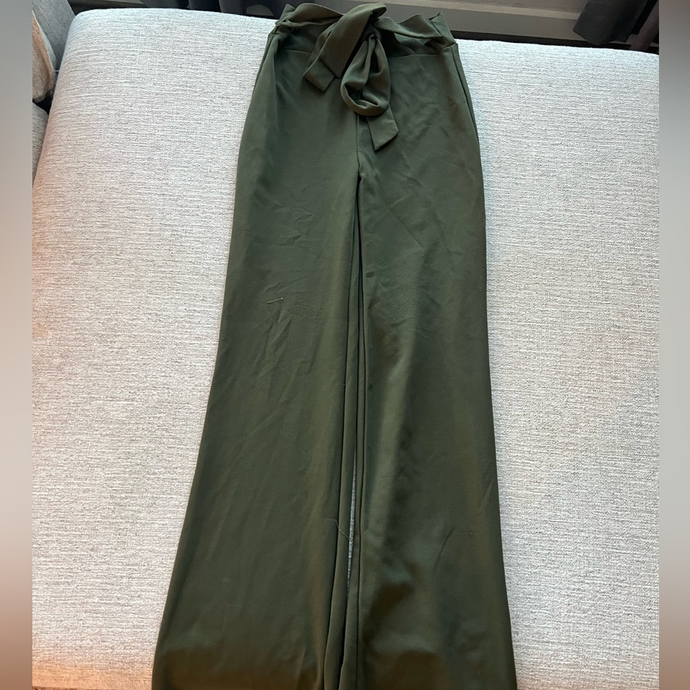 Wide-Leg Olive Green Pants